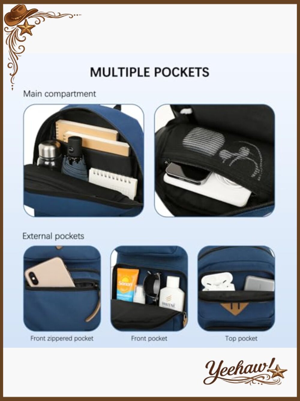 Sling Crossbody Bag with Multiple Pockets Travel Daypack - Picture 6 of 6